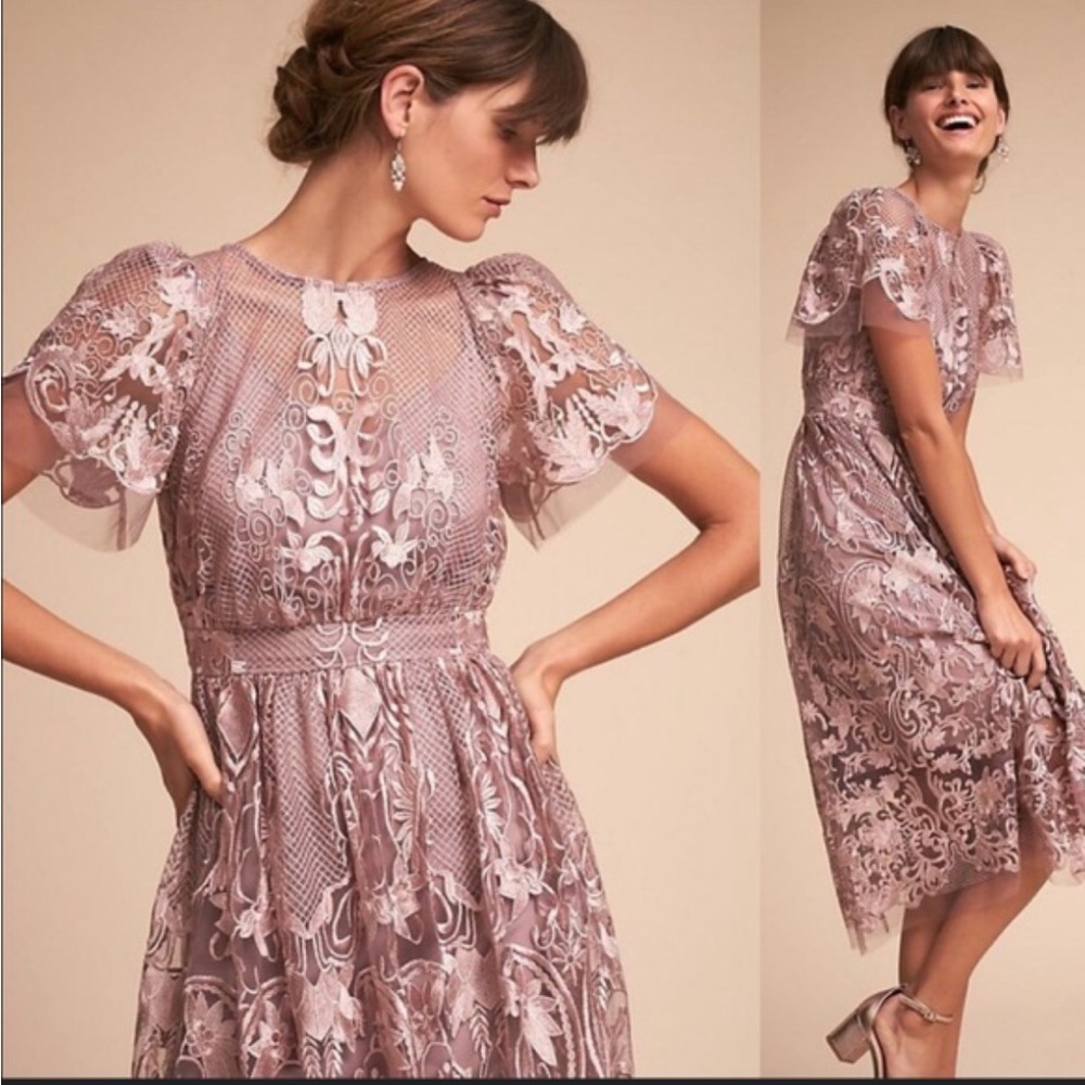 BHLDN Vivica Lace Midi Dress in Lavender